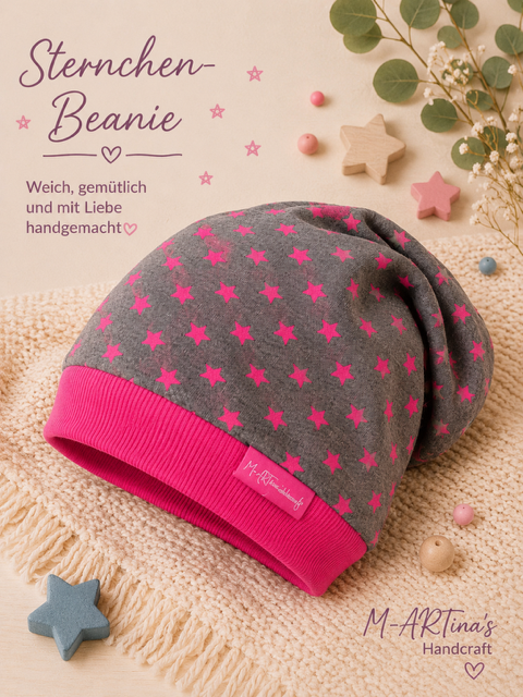 "Pinke Sterne" - Beanie Gr. 56