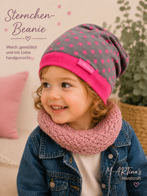 "Pinke Sterne" - Beanie Gr. 56
