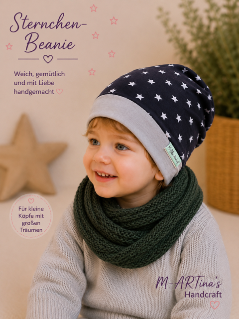 "Hellblaue Sterne" - Beanie Gr. 56