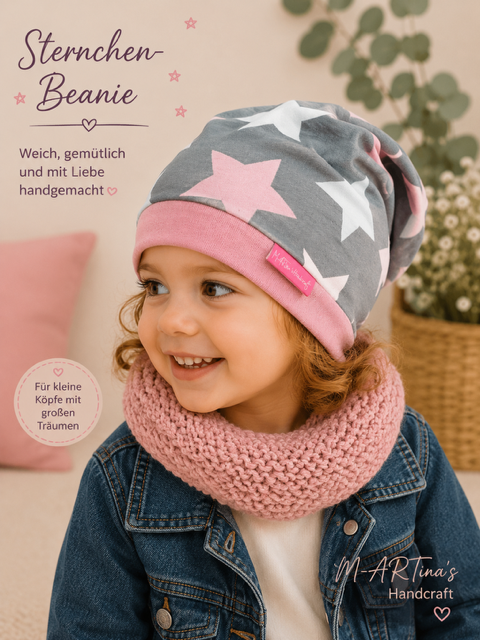 "Große Sterne" - Beanie Gr. 50