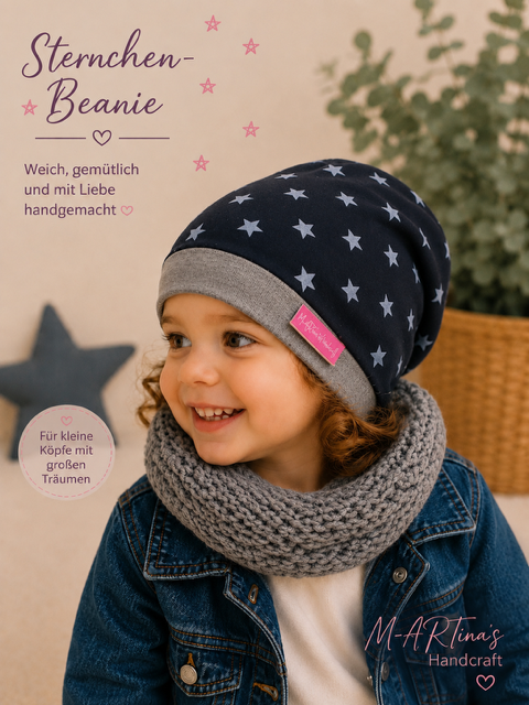 "Hellblaue Sterne" - Beanie Gr. 50