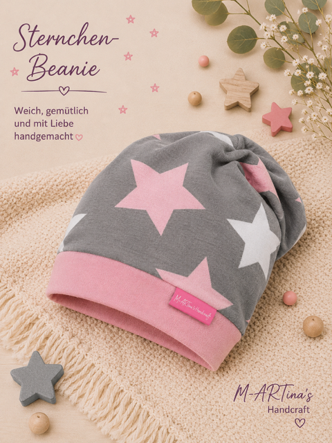 "Große Sterne" - Beanie Gr. 50